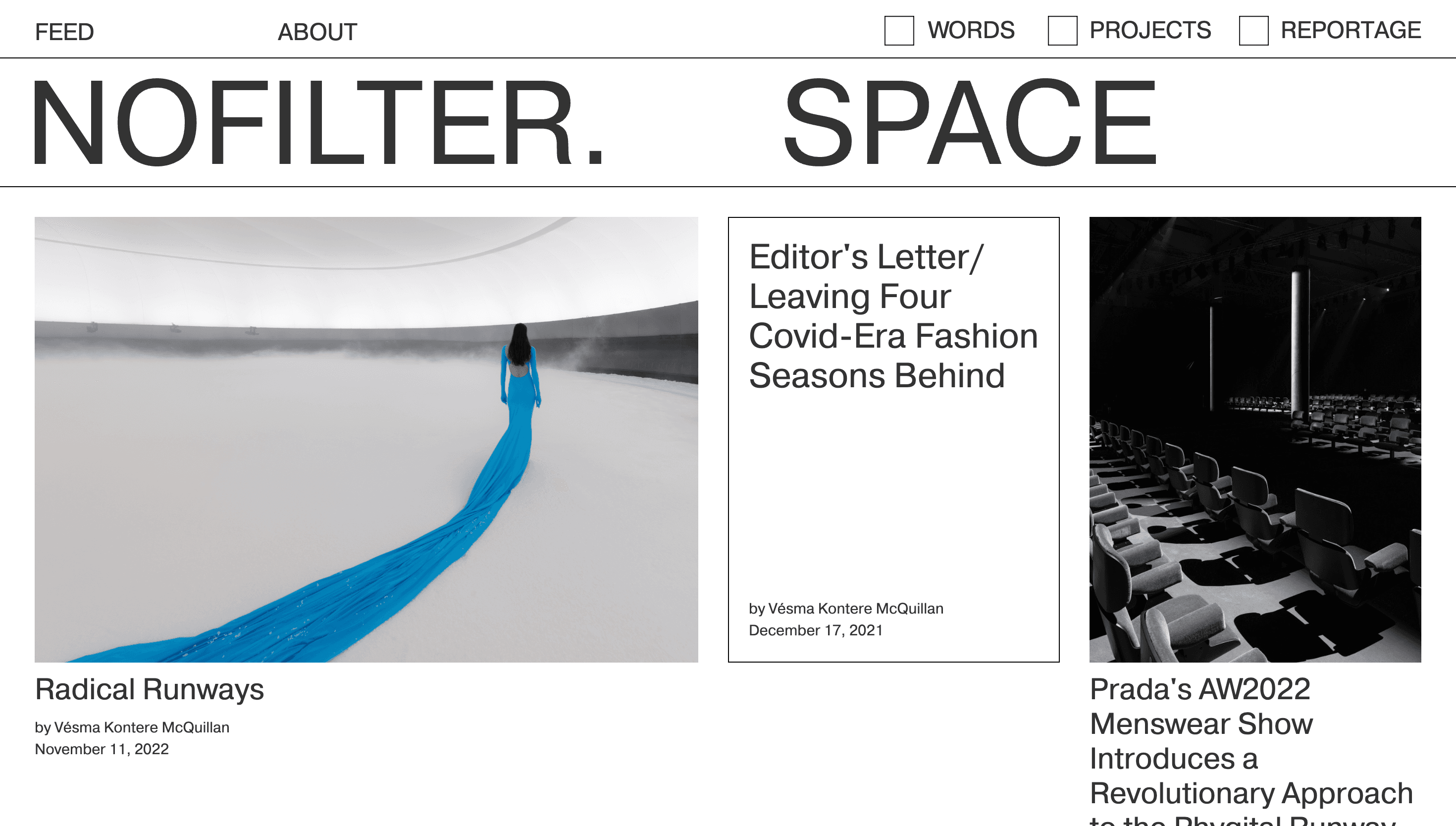 Nofilter.space — Web, Portfolio website design
