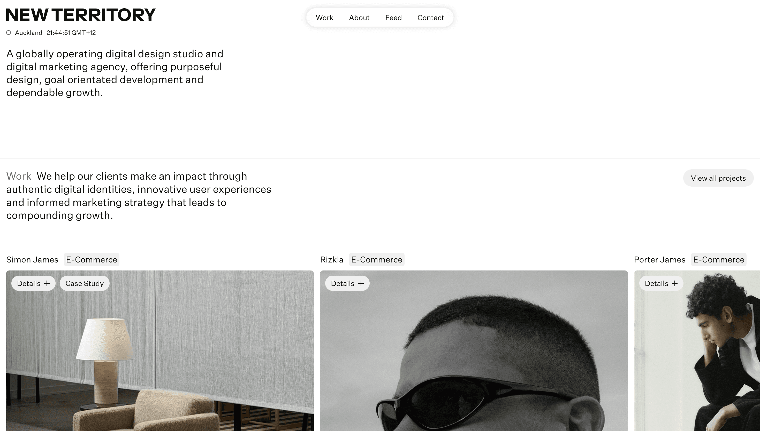 New Territory — Agency, Studio website design