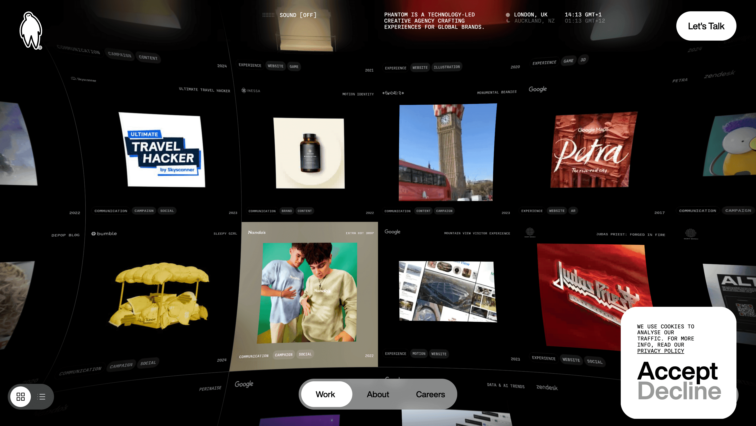 Phantom.land — Portfolio, Experimental website design