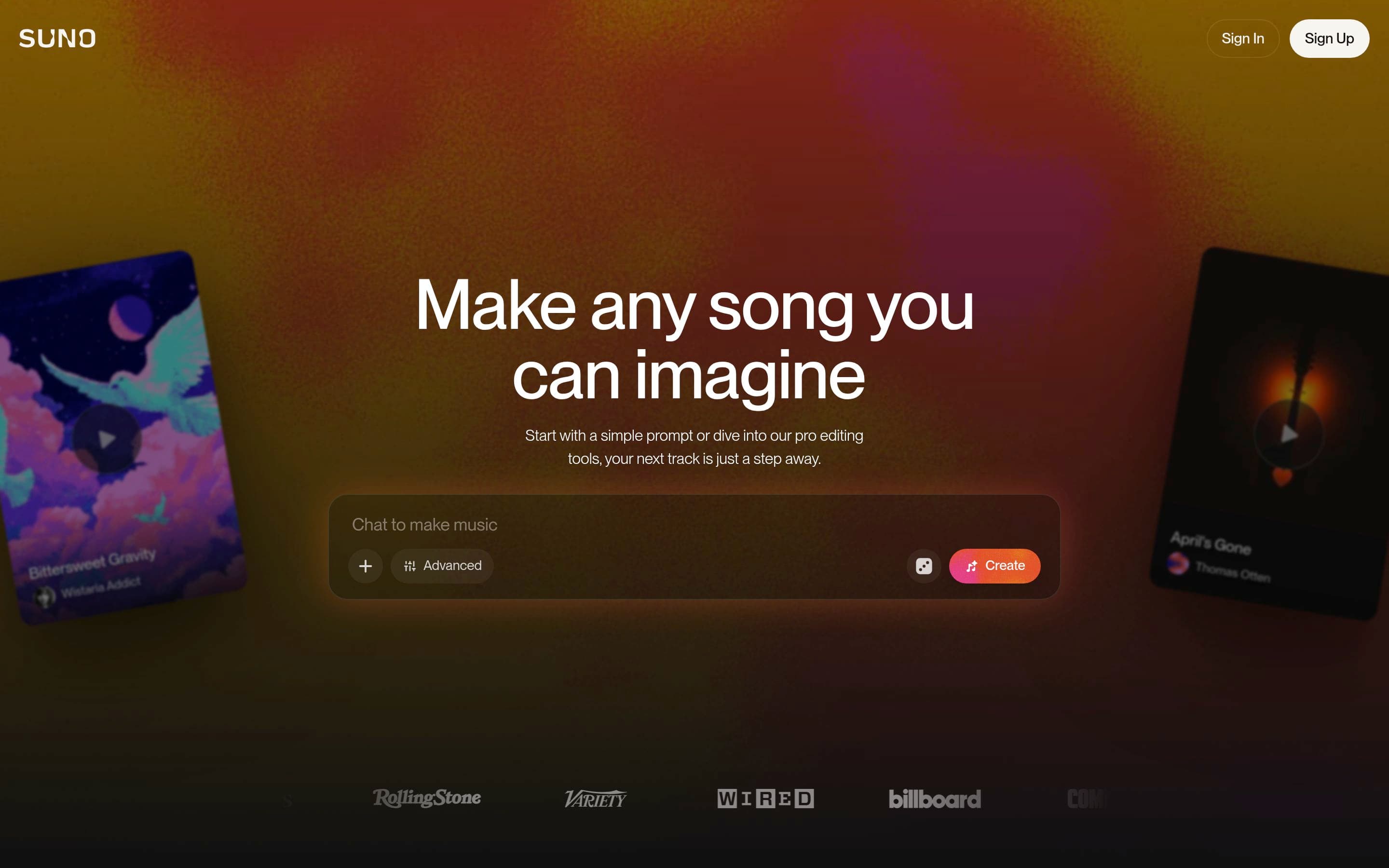 Suno — Music, Tech website design