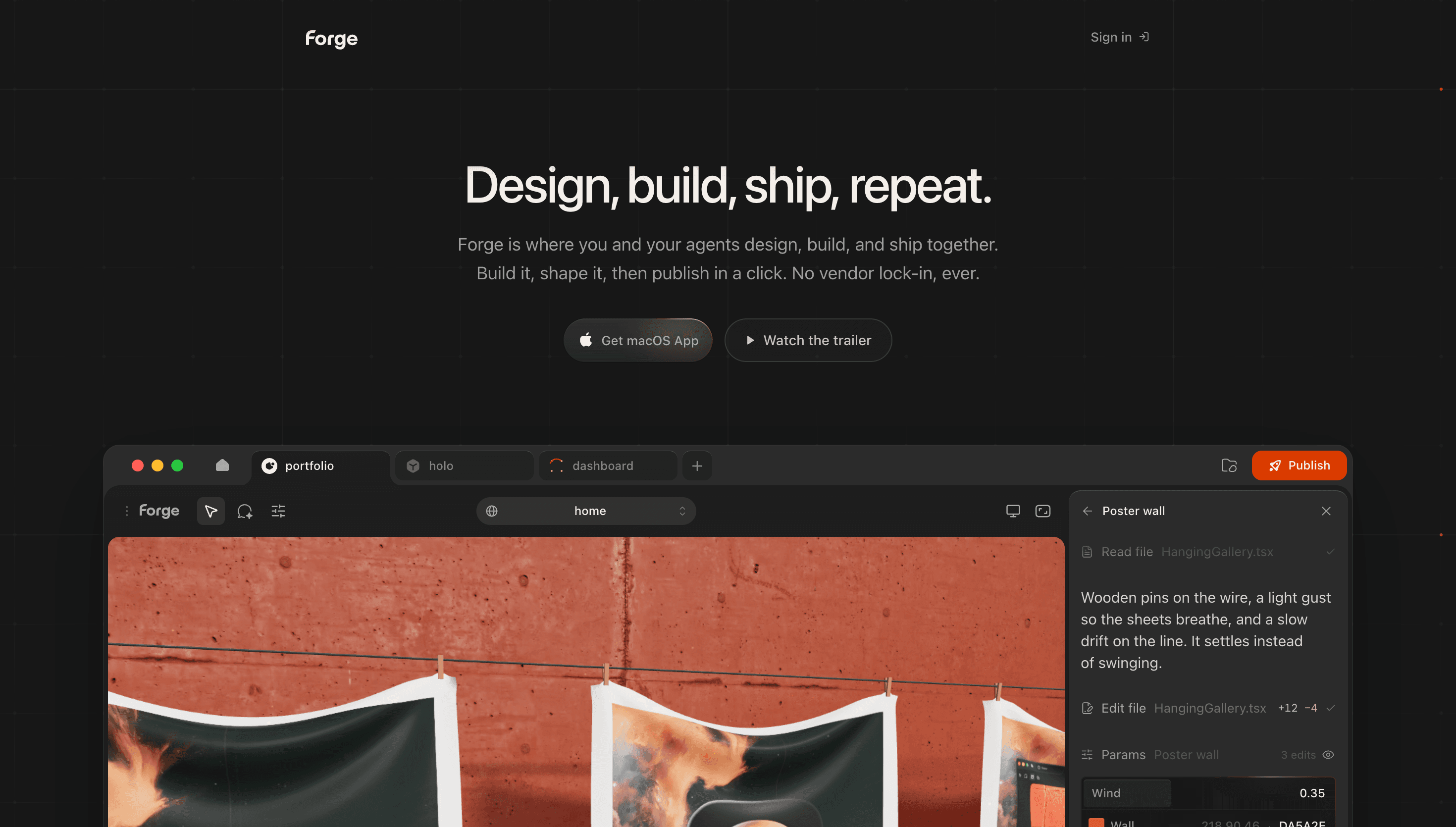 Forge — macOS, Desktop website design